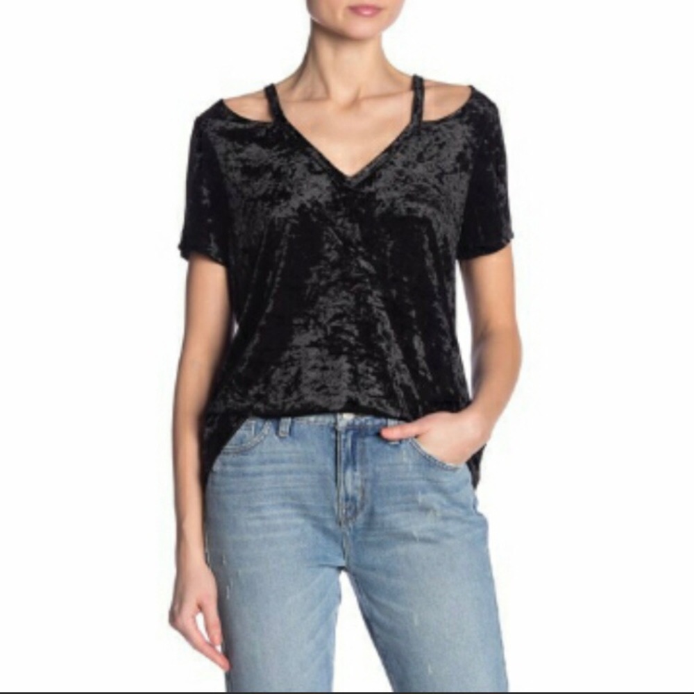 Sanctuary Leone Velvet Cut-Out Slip On Tee
